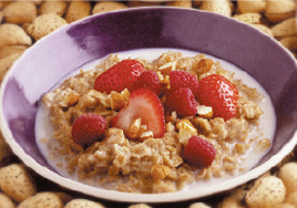 Almond breeze Oatmeal and strawberries
