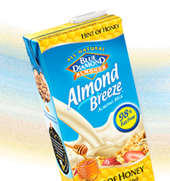 Almond breeze hint of honey almond milk carton