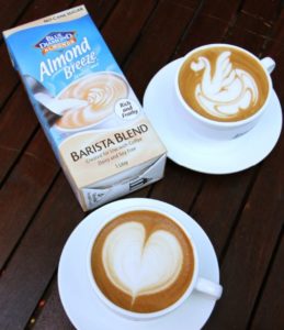 Almond Breeze Barista Blend coffee and carton