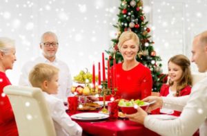 Family around Christmas table