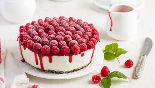 Dairy free raspberry almond cheesecake
