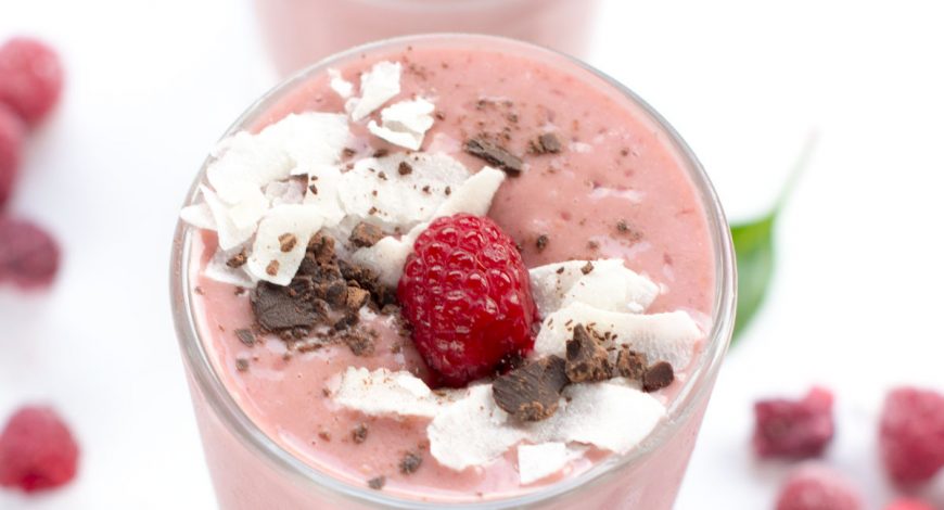 Raspberry and Coconut Smoothie with a green twist