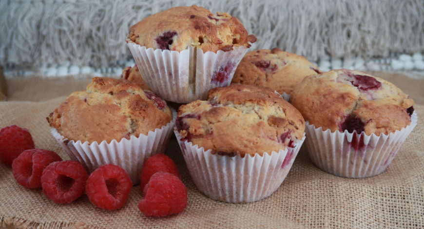 Raspberry & White Chocolate Protein Breakfast Muffins