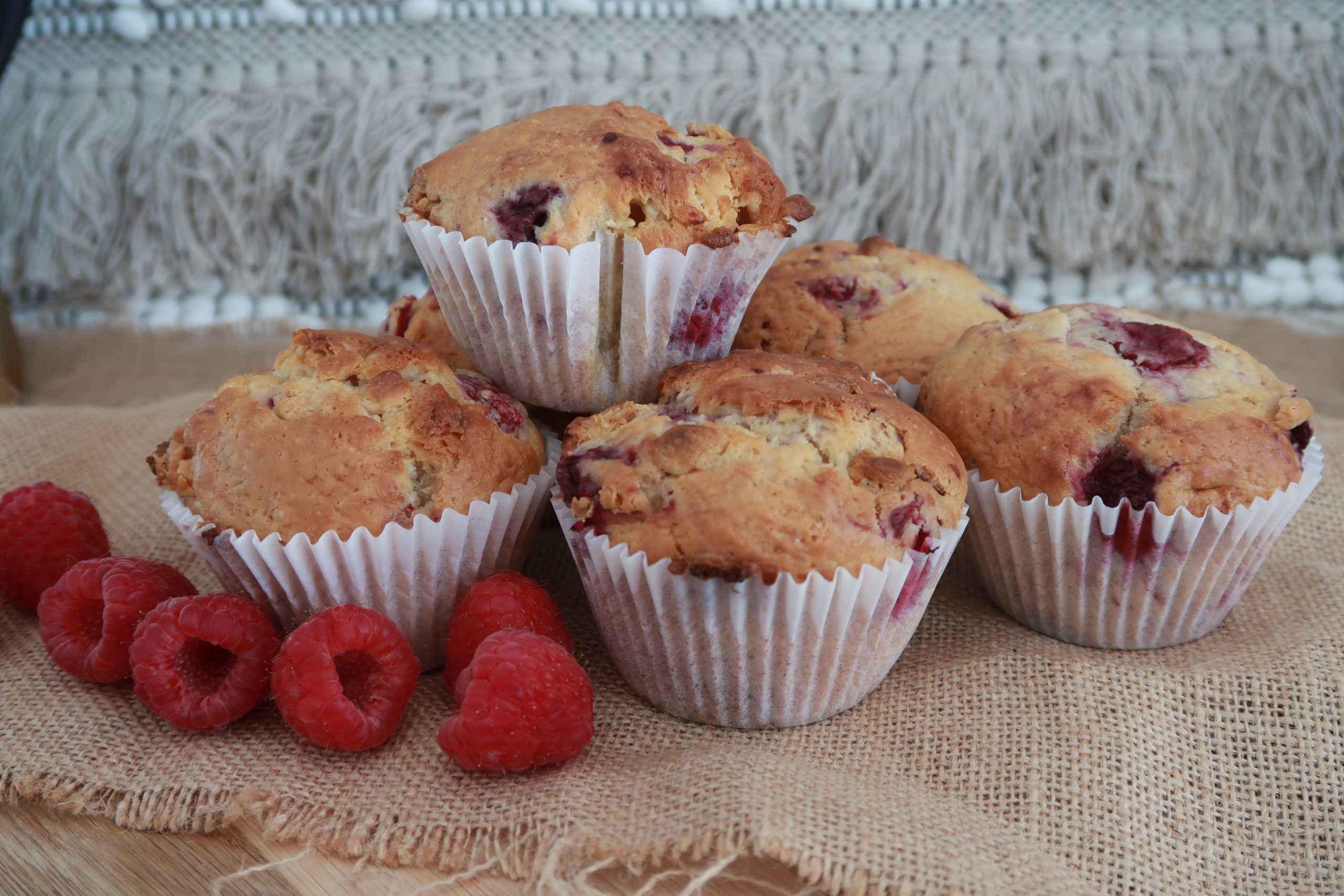 Raspberry & White Chocolate Protein Breakfast Muffins
